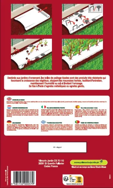 Aménagement des allées, massifs et haies - Toile de Paillage Tissée - 1.05 m x 20 m - Marron - MEDIA_PACKAGING_VERSO