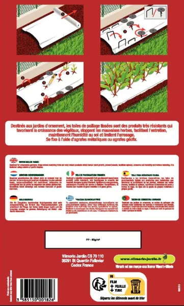 Aménagement des allées, massifs et haies - Toile de Paillage Tissée - Vert - 1,6 m x 20 m - MEDIA_PACKAGING_VERSO