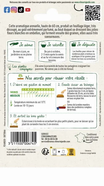 Aromatiques - Coriandre cultivée - MEDIA_PACKAGING_VERSO