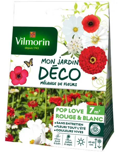 Mélanges de fleurs - Pop Love Rouge & Blanc - 7 m² - Mélange de fleurs - face recto