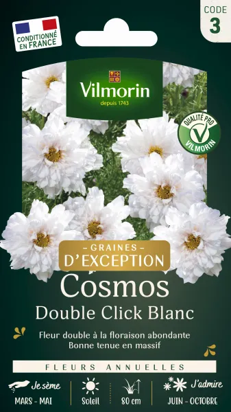 Fleurs - Cosmos Double Click Blanc - Graines d'Exception - PACKAGING_RECTO