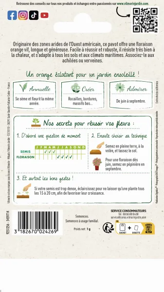Fleurs - Pavot de Californie Orange King - MEDIA_PACKAGING_VERSO