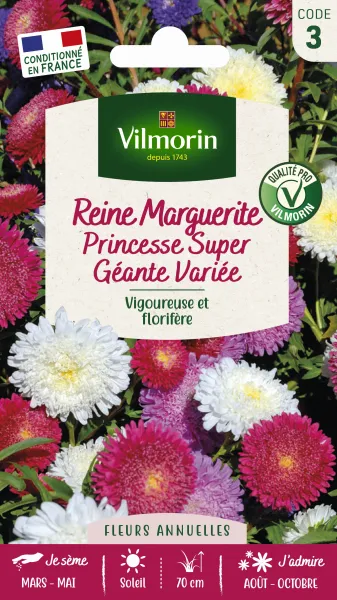 Fleurs - Reine-Marguerite Princesse Super Géante Variée - PACKAGING_RECTO