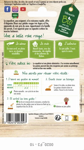 Fleurs - Coquelicot Simple Rouge - BIO - MEDIA_PACKAGING_VERSO