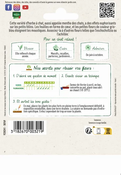 Pour nos animaux - Cataire "Menthe des Chats" (Nepeta cataria) - Grand Modèle - MEDIA_PACKAGING_VERSO