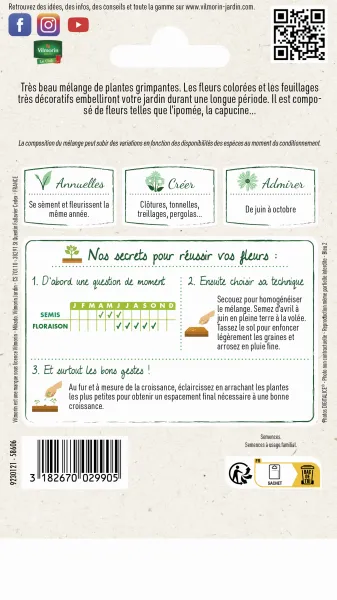 Mélanges de fleurs - Fleurs Grimpantes - 4 m² - Mélange de fleurs - MEDIA_PACKAGING_VERSO