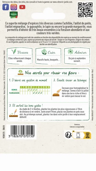 Mélanges de fleurs - Fleurs Vivaces Hautes - 4 m² - Mélange de fleurs - MEDIA_PACKAGING_VERSO