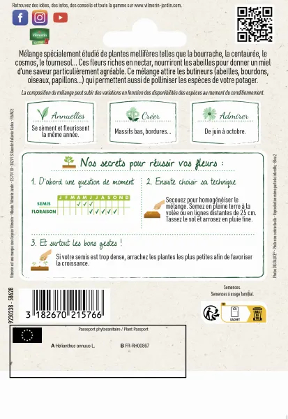 Mélanges de fleurs - Mélange Mellifère - 10 m² - Mélange de fleurs - MEDIA_PACKAGING_VERSO