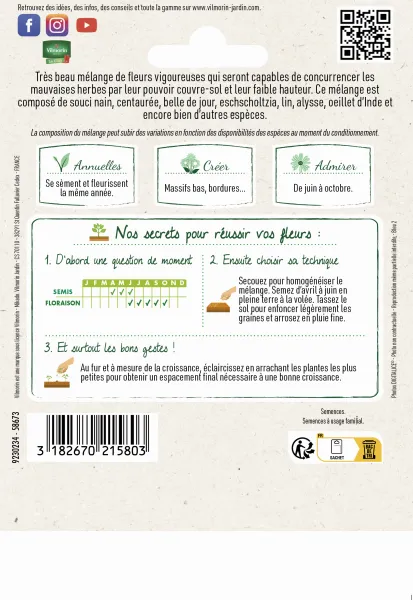 Mélanges de fleurs - Mélange Couvrant Allées Bordures - 10 m² - Mélange de fleurs - MEDIA_PACKAGING_VERSO