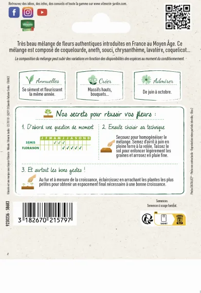 Mélanges de fleurs - Fleurs Oubliées - 10 m² - Mélange de fleurs - MEDIA_PACKAGING_VERSO