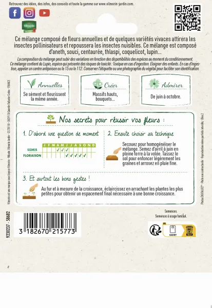 Mélanges de fleurs - Fleurs Utiles au Potager - 10 m² - Mélange de fleurs - MEDIA_PACKAGING_VERSO