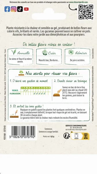 Fleurs - Gazania Splendens Varié - MEDIA_PACKAGING_VERSO