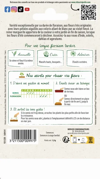 Fleurs - Reine-Marguerite Plume d’Autruche Variée  - MEDIA_PACKAGING_VERSO