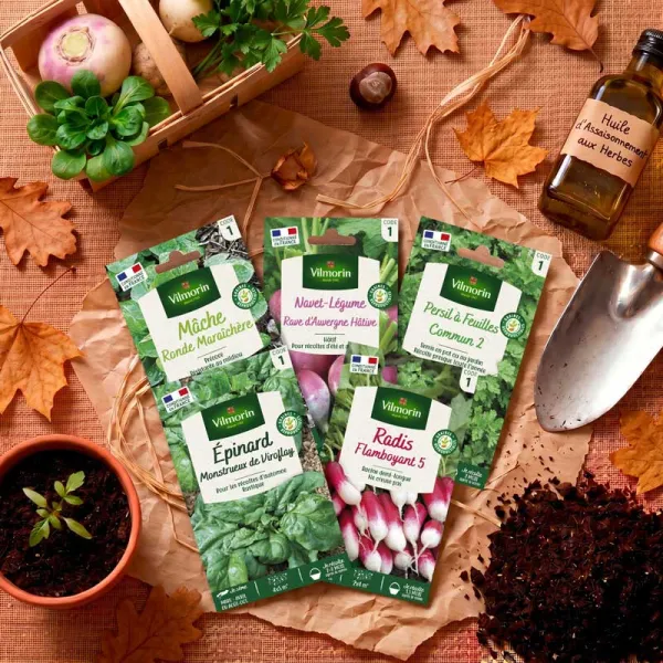 Kit de jardinage - Kit semis d'automne + 12 étiquettes de marquage offertes - face recto
