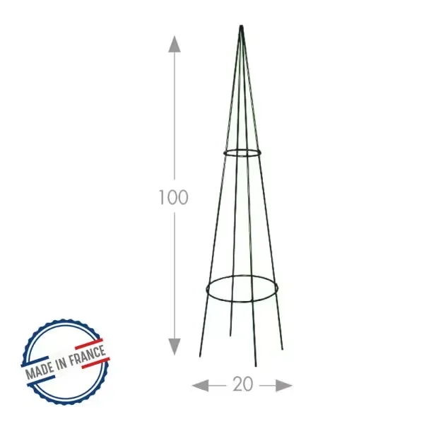 Louis Moulin - Support tuteur tipi en acier époxy vert sapin - 20 x 100 cm - PACKAGING_3D_VERSO