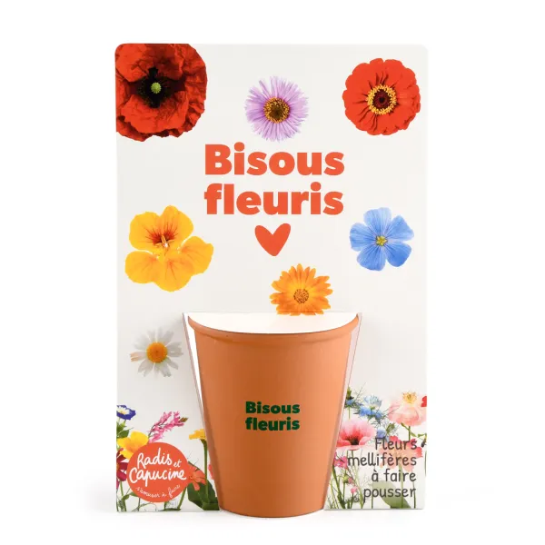 Radis et Capucine - Kit jardinage - Fleurs Mellifères - Bisous Fleuris - PACKAGING_RECTO
