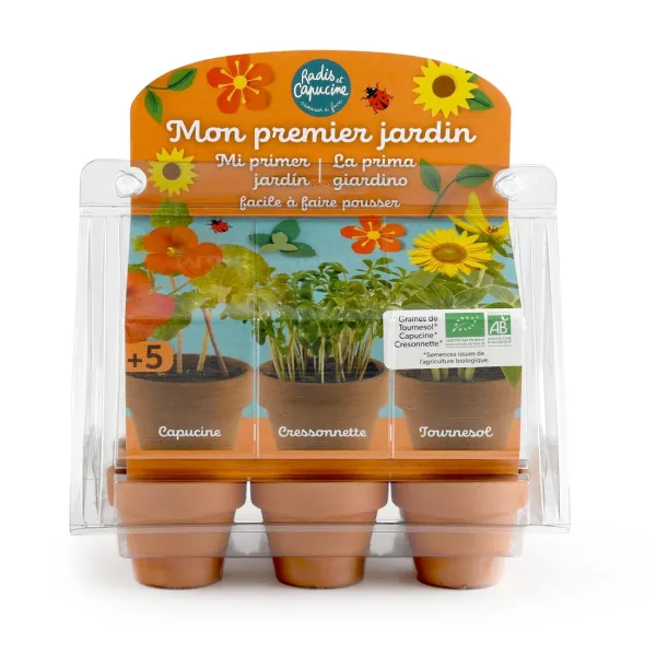 Radis et Capucine - Kit de jardinage enfant - Mini Serre - PACKAGING_RECTO