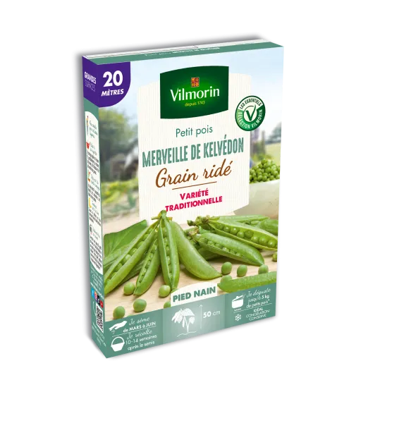 Légumes Secs - Pois Nain à Grain Ridé Merveille de Kelvedon - 20 m - PACKAGING_3D_RECTO