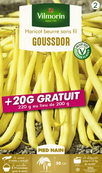 Légumes Secs - Haricot Nain Beurre Goussdor + 20 g Offert - PACKAGING_RECTO