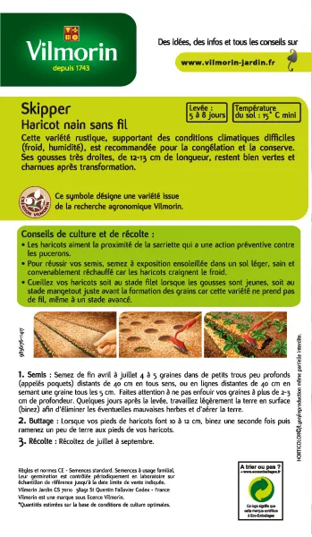 Légumes Secs - Haricot Nain Vert Skipper - MEDIA_PACKAGING_VERSO