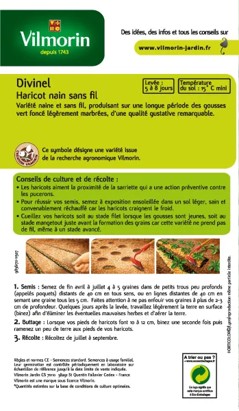 Légumes Secs - Haricot Nain Vert Divinel - MEDIA_PACKAGING_VERSO