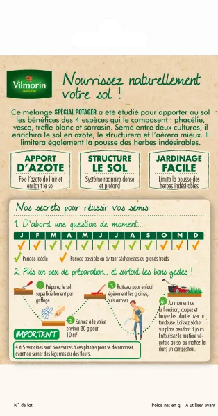 Engrais verts - Les plantes utiles Mélange Potager - BIO - Petit Modèle - MEDIA_PACKAGING_VERSO