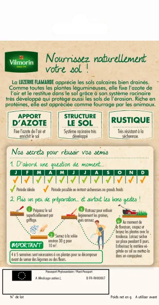 Engrais verts - Engrais vert Luzerne flamande - BIO - Petit Modèle - MEDIA_PACKAGING_VERSO