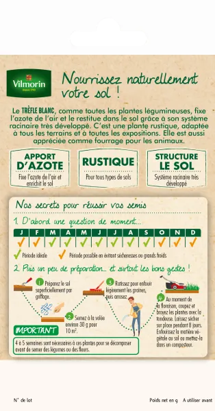 Engrais verts - Engrais vert Trèfle blanc - BIO - Petit Modèle - MEDIA_PACKAGING_VERSO