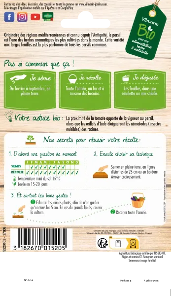 Aromatiques - Persil Commun 2 - BIO - Grand Modèle - MEDIA_PACKAGING_VERSO