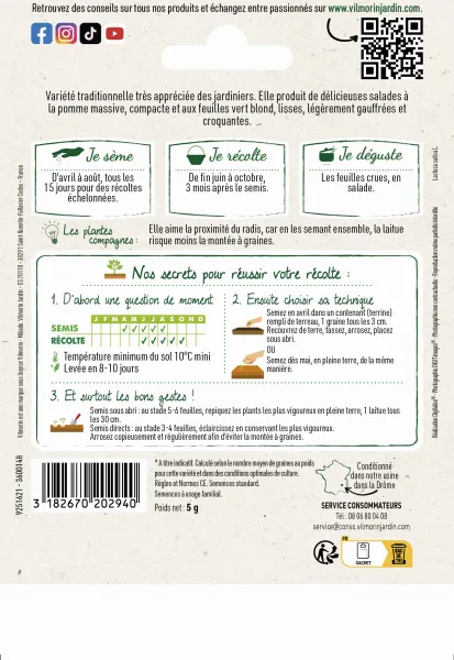Potagères - Laitue Pommée Appia - Grand Modèle - MEDIA_PACKAGING_VERSO