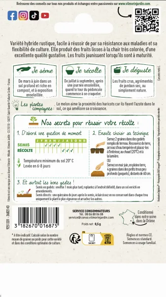 Potagères - Melon Sunlight HF1 - Graines d'Exception - MEDIA_PACKAGING_VERSO