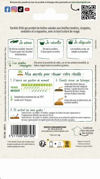 Potagères - Laitue Batavia Blonde à Bord Rouge 5 - Légumes d'Autrefois - MEDIA_PACKAGING_VERSO
