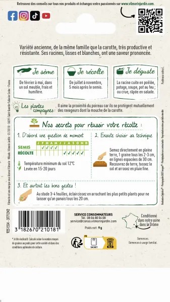 Potagères - Panais de Guernesey - Légumes d'Autrefois - MEDIA_PACKAGING_VERSO
