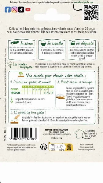 Potagères - Radis Noir Long Poids d'Horloge - Légumes d'Autrefois - MEDIA_PACKAGING_VERSO