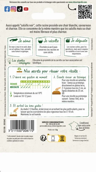 Potagères - Scorsonère Géante Noire de Russie - Légumes d'Autrefois - MEDIA_PACKAGING_VERSO