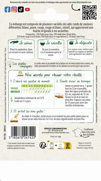 Potagères - Radis ronds - Mélange de couleurs - MEDIA_PACKAGING_VERSO