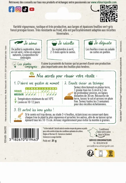 Potagères - Epinard Géant d'Hiver - Grand Modèle - MEDIA_PACKAGING_VERSO