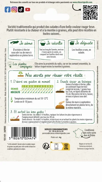 Potagères - Laitue à couper Red Salad Bowl - MEDIA_PACKAGING_VERSO