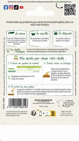 Potagères - Navet-Légume Rave d'Auvergne Tardive à Collet Rouge - MEDIA_PACKAGING_VERSO