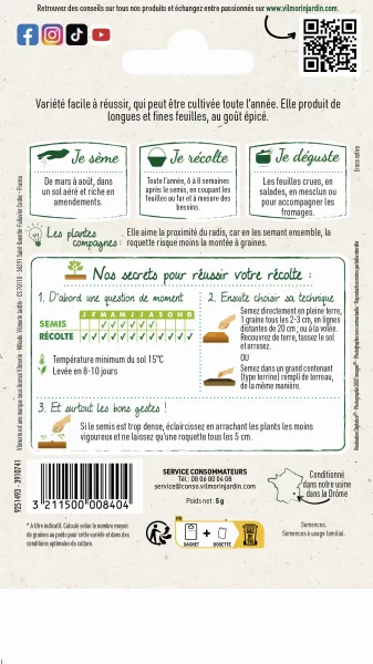Potagères - Roquette cultivée - MEDIA_PACKAGING_VERSO