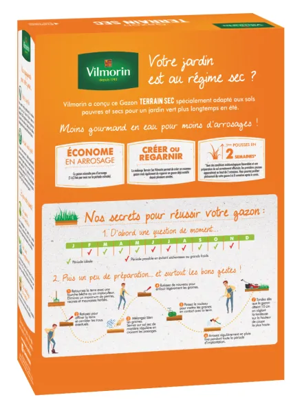 Terrain Sec - Gazon Terrain Sec - 1 kg + Gazon Japonais - 4 m² - Mélange de fleurs - MEDIA_PACKAGING_VERSO