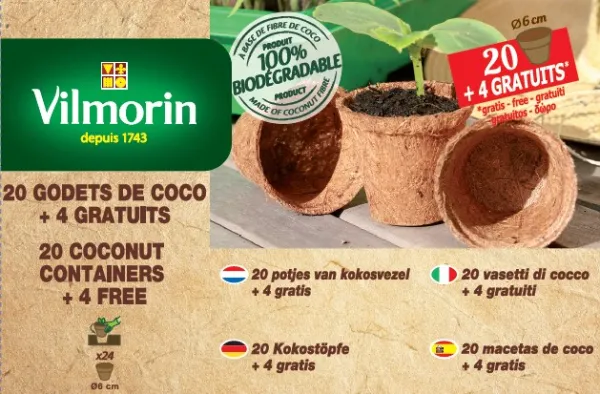 Accessoires pour semer - Godet Coco Rond - 6 cm (x20) +4 Offerts - PACKAGING_RECTO