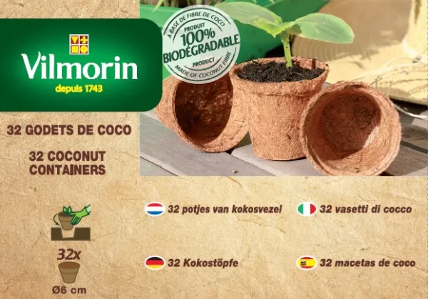 Accessoires pour semer - Godet Coco Rond - 6 cm (x32) - PACKAGING_RECTO