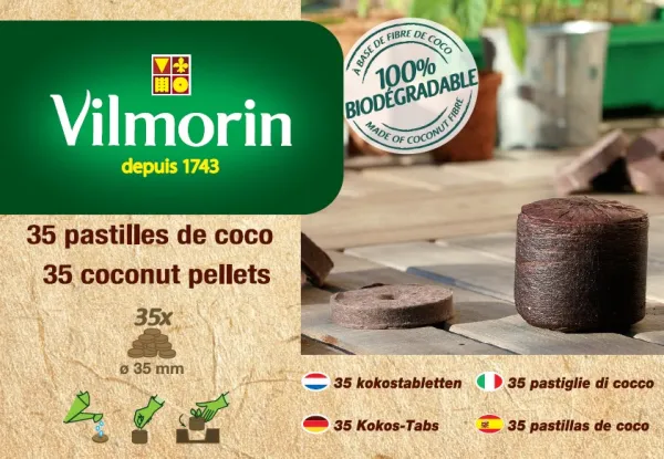 Accessoires pour semer - Pastille Coco - 35 mm - Tout en 1 (x35) - PACKAGING_RECTO