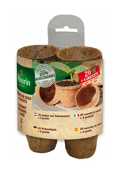 Accessoires pour semer - Godet Coco Rond - 6 cm (x20) +4 Offerts - face recto
