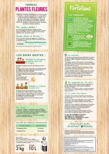 Terreaux, amendements et fumier - Terreau Plantes Fleuries - 10 L - MEDIA_PACKAGING_VERSO