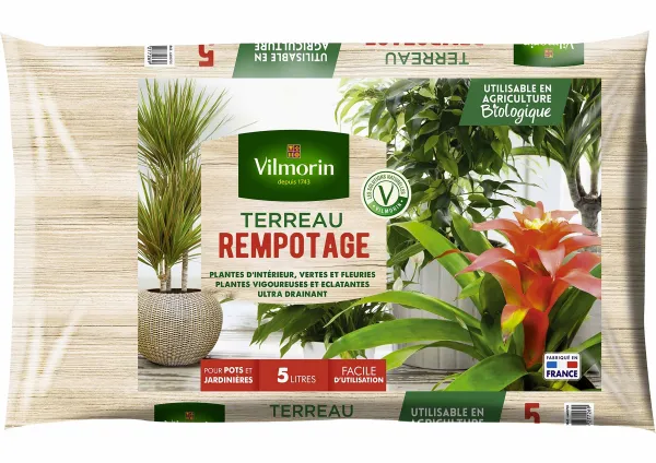 Terreaux, amendements et fumier - Terreau Rempotage pour Plantes d'Intérieur - 5 L - face recto