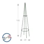 Louis Moulin - Support tuteur tipi en acier époxy vert sapin - 20 x 100 cm - PACKAGING_3D_VERSO