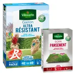 Ultra résistant - Gazon Ultra Résistant - Label Rouge - 1 kg + Soin Pansement 2 en 1 - 25 g (x10) - face recto