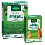 Pour nos animaux - Prairie Universelle - 1 kg + Prairie Animaux - Lapins & Poules - 500 g - face recto